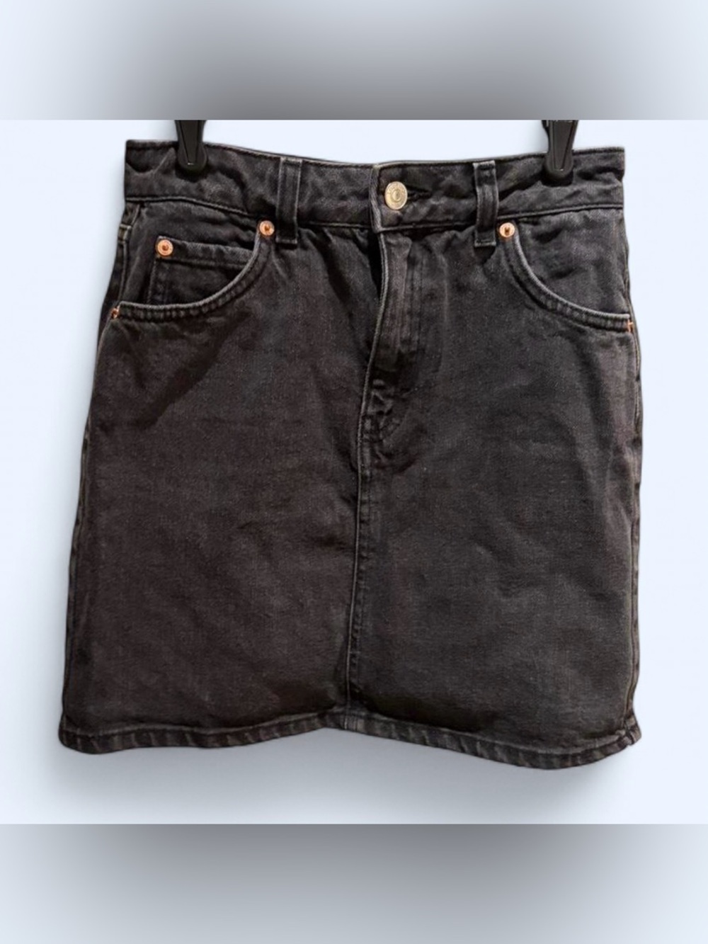 Topshop Dark Gray Denim Mini Skirt - Petite 2